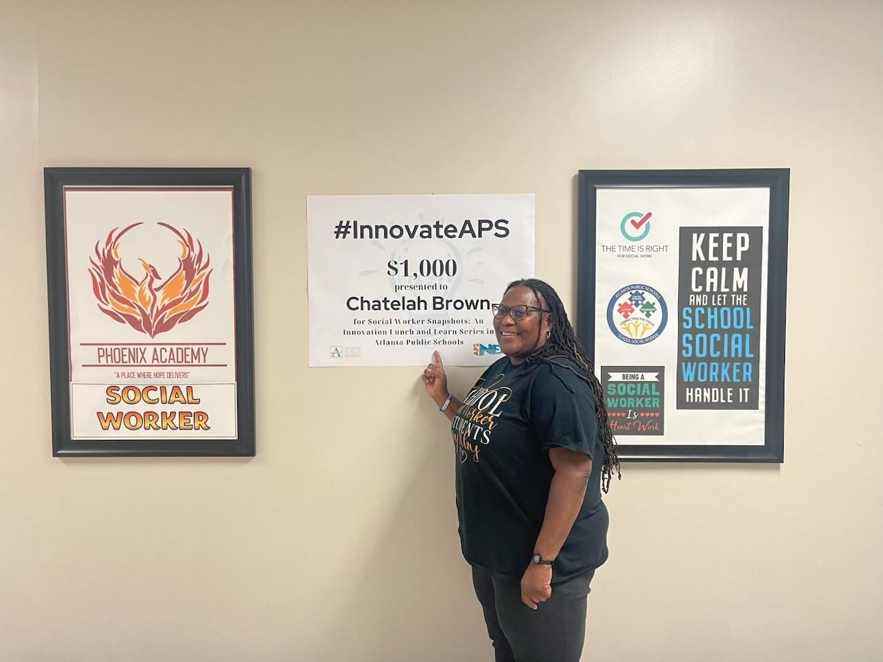  Picture of Ms. Brown Receiving Grant