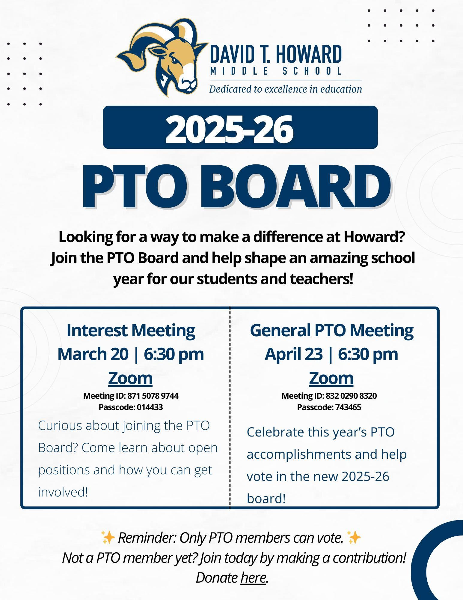  Volunteer for PTO Board!